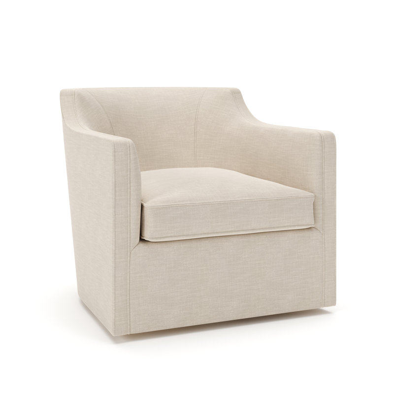 Fauteuil pivotant rembourré Marietta, Tissu natté ivoire conversation