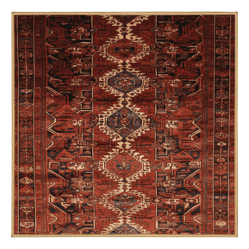 Machine Washable Persian Brown Area Rug, Square 4'