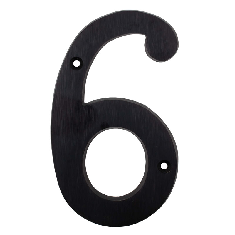 Numéro de maison en métal 4 po, Noir mat, 6