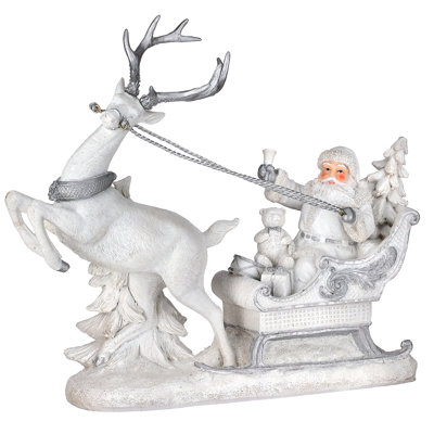 11" Resin Santa On Sleigh