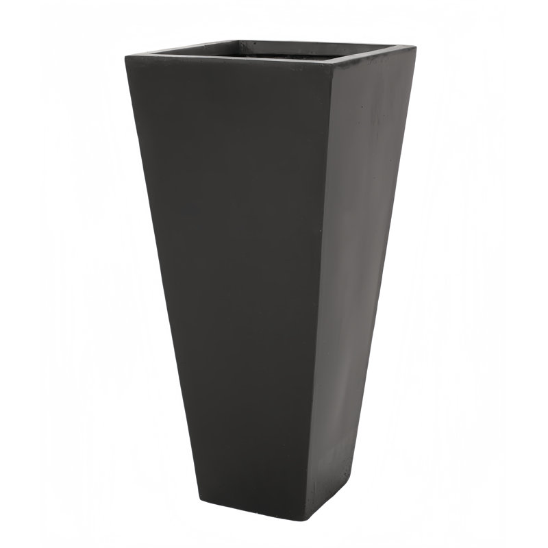 Lightweight Mgo Small Cast Stone Planter, Black, 28.5'' H X 13'' W X 13'' D