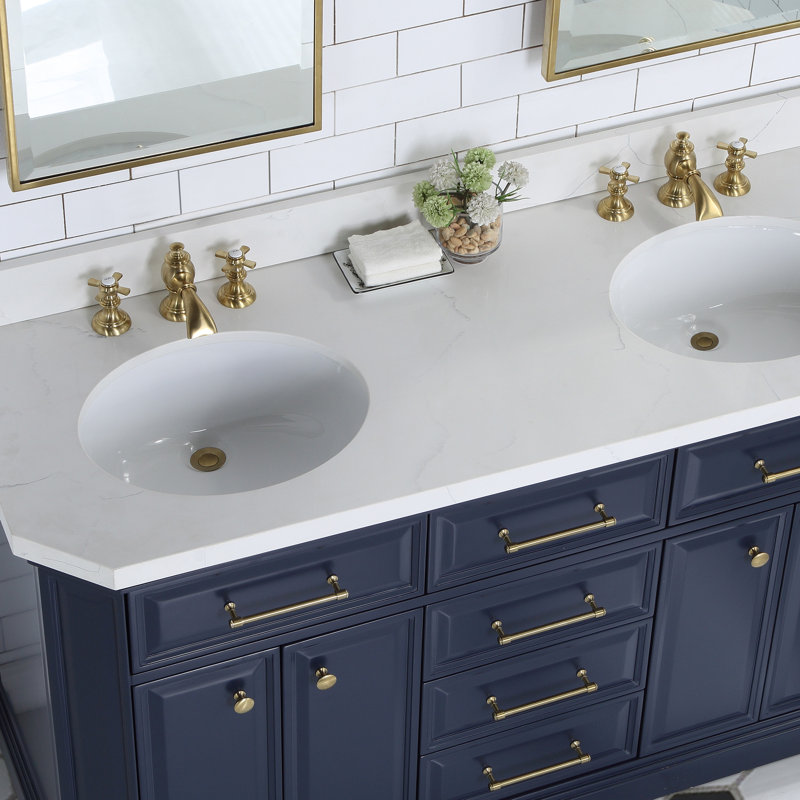 Palace 60'' W Vanity, Monarch Blue, Satin Gold