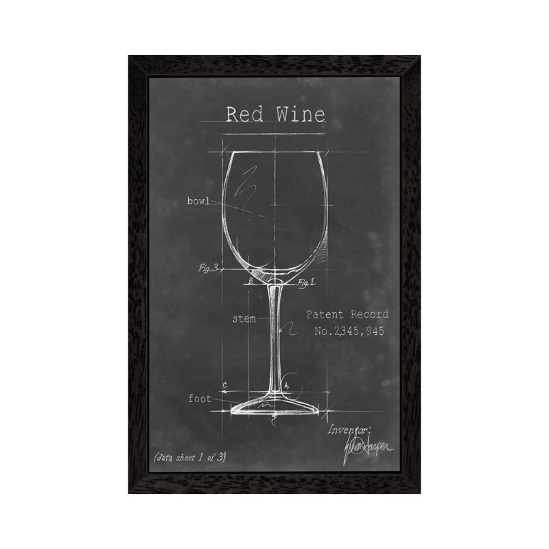 Barware Blueprint III by Ethan Harper - Print on Canvas, 101.6 cm H x 66.04 cm W, Black Floater Framed