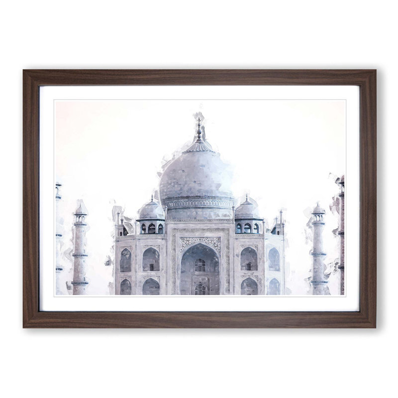 The Taj Mahal in Agra India in Abstract - Framed Print, 50cm H x 76cm W x 2cm D, Walnut