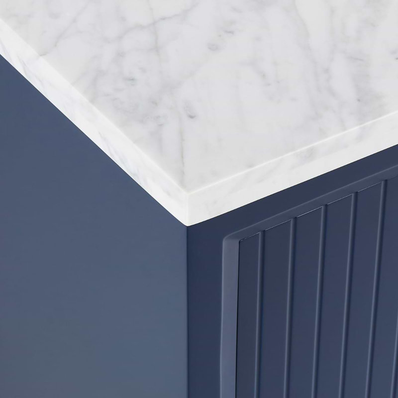Bungalow 30" Freestanding Standard Single Bathroom Vanity with Top, Silver/Navy Blue