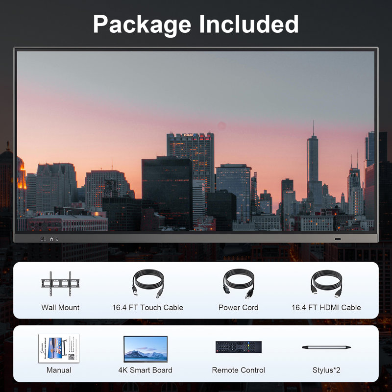 JYXCN Special Offer! Smart Board 49 Inch - All-in-One Touch Screen Interactive Whiteboard, Dual System Boosts Productivity, Cloud Sharing Connects Teams - Perfect for Education, Office & Presentations