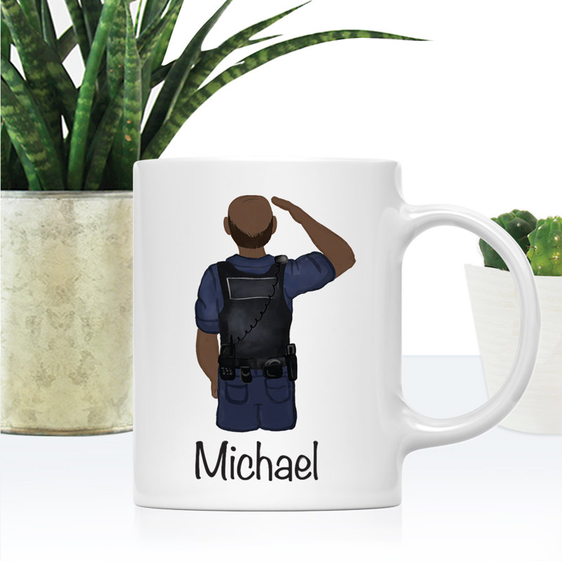 Tasse à café personnalisée, Policier brun / noir 1, Oui