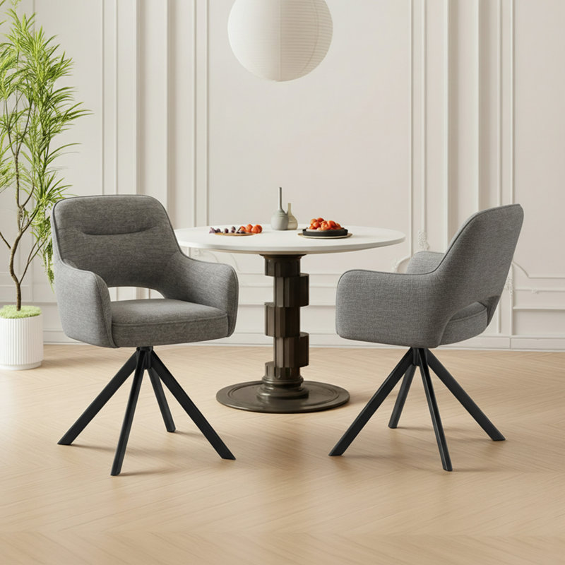 51cm H Fabric Upholstered Metal Upholstered Back Armchair, Grey