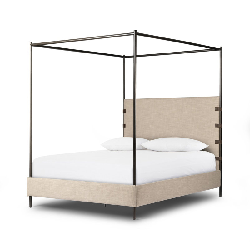 Anderson Upholstered Canopy Bed, Queen, Beige