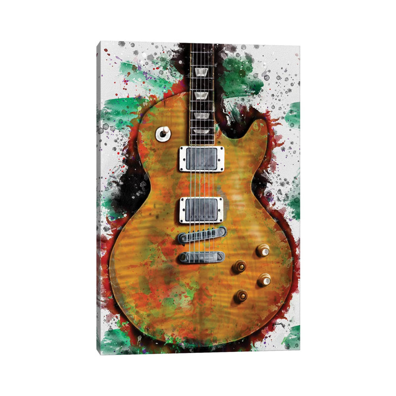 Gary Moore's Electric Guitar 1 Piece Painting on Canvas, 30.48cm H x 20.32cm W x 1.91cm D, Wrapped Canvas