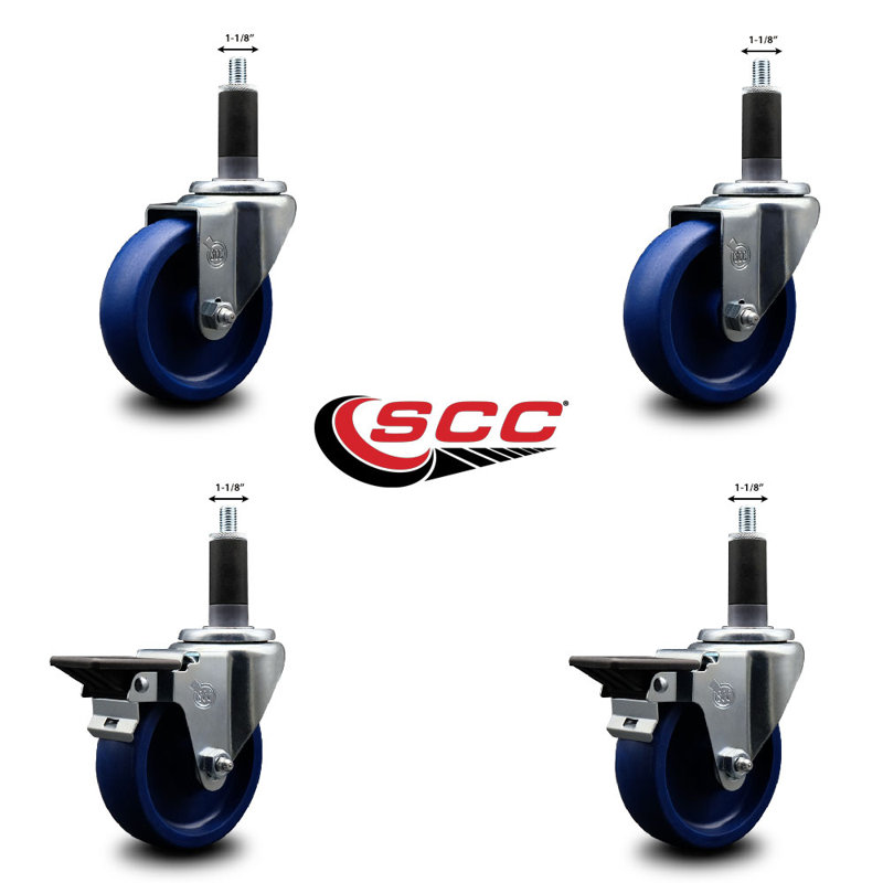 Ensemble de roulettes extensibles pivotantes en poly 4 roues SCC PLB 4 po x 1-1 / 8 po