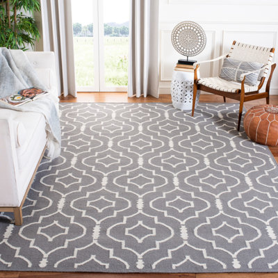 Tapis géométrique en laine / coton tissé à la main et à plat Waucoma