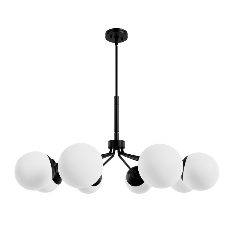 Lustre linéaire moderne Spoutnik à 8 lumières Hepburn, Noir mat