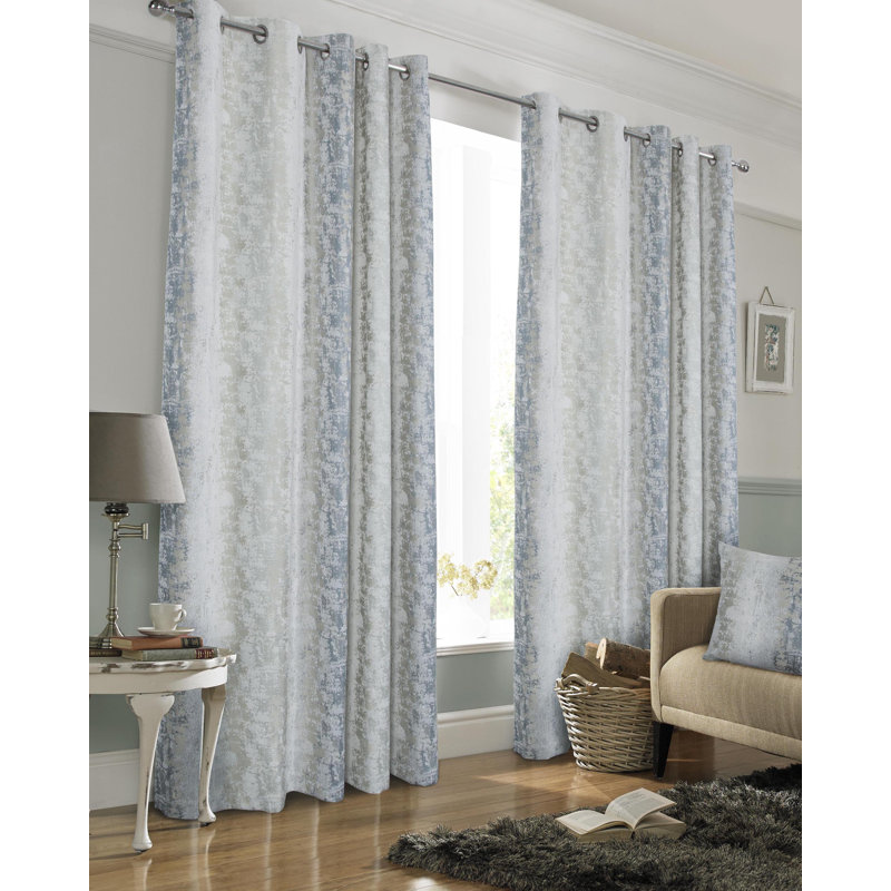 Nyayla Semi Sheer Curtain Pair, Blue, 46cm Width x 54cm Drop