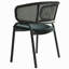 Chaise de salle à manger moderne à dossier canne Daishun, fauteuil incurvé en rotin en forme de U, siège d'appoint rembourré avec pieds en métal noir-3408386-17228008