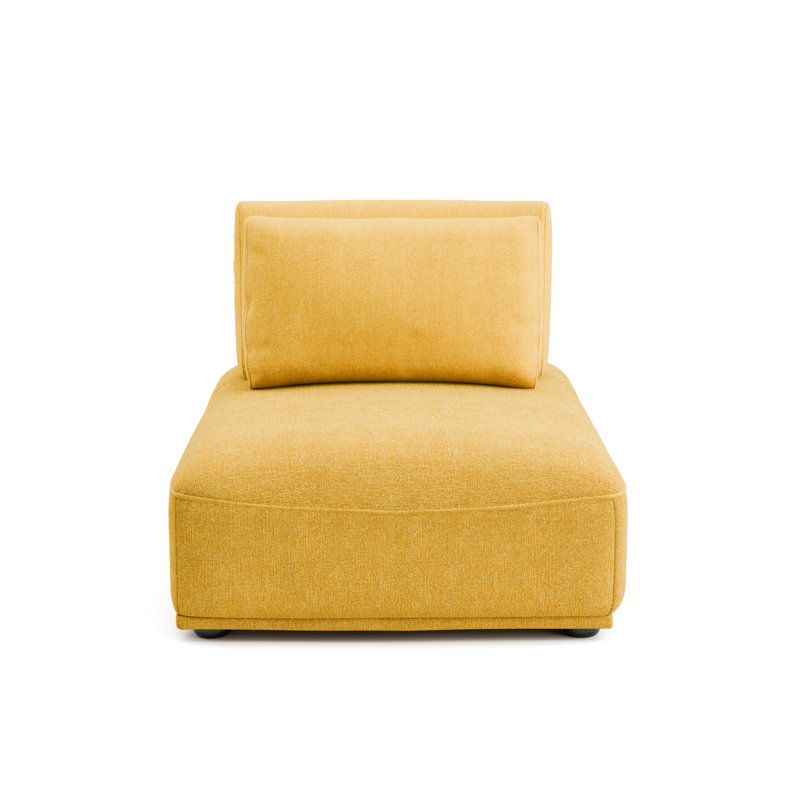 Aukeem 37'' Wide Extendable Armless Chair, Yellow Chenille