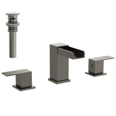 3-Hole Bathroom Faucet, Widespread 2-Handle Sink Faucet with Drain Assembly