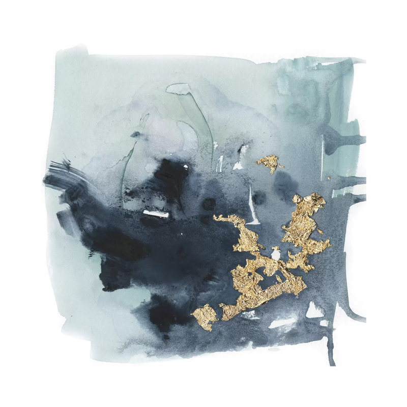 Cerulean & Gold I - Wall Art Print - Wrapped Canvas, Wrapped Canvas, Does Not Apply, 12" H x 12" W