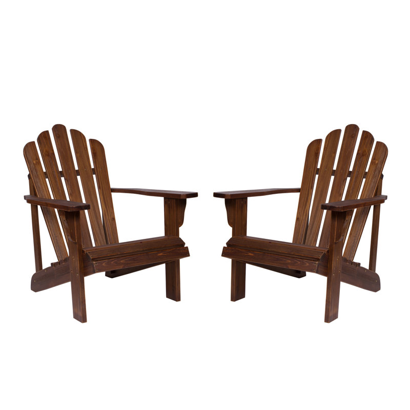 Adiraica Solid Wood Outdoor Adirondack Chair, Oak