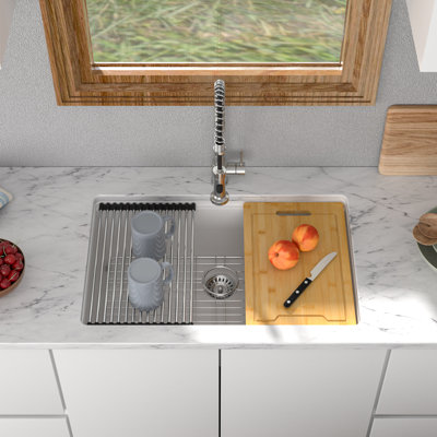 28" L X 19" W Undermount Granite Composite Kitchen Sink Single Bowl Quartz Kitchen Sink Workstation