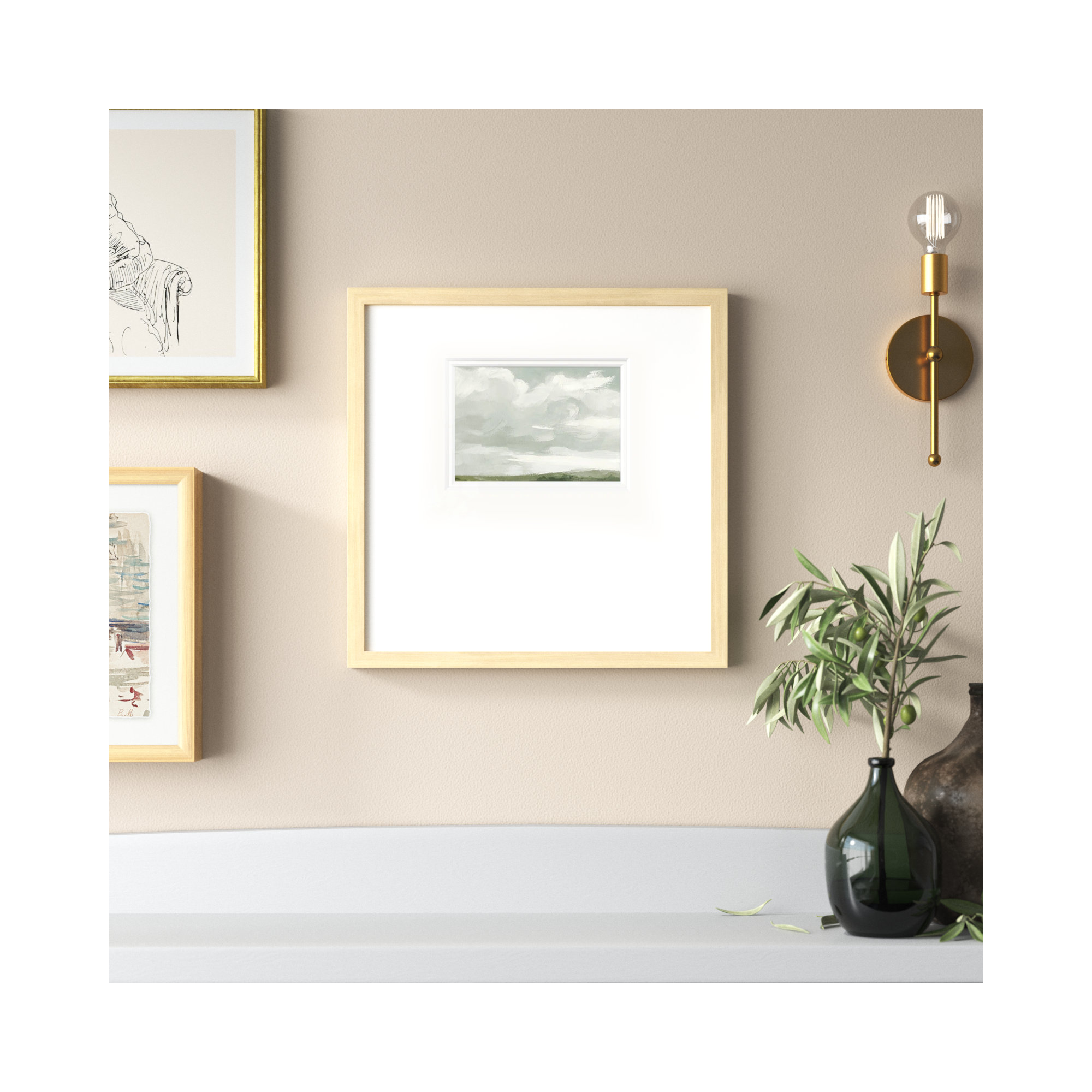Gray Stone Sky III, 17" H x 17" W x 1.25" D, Natural