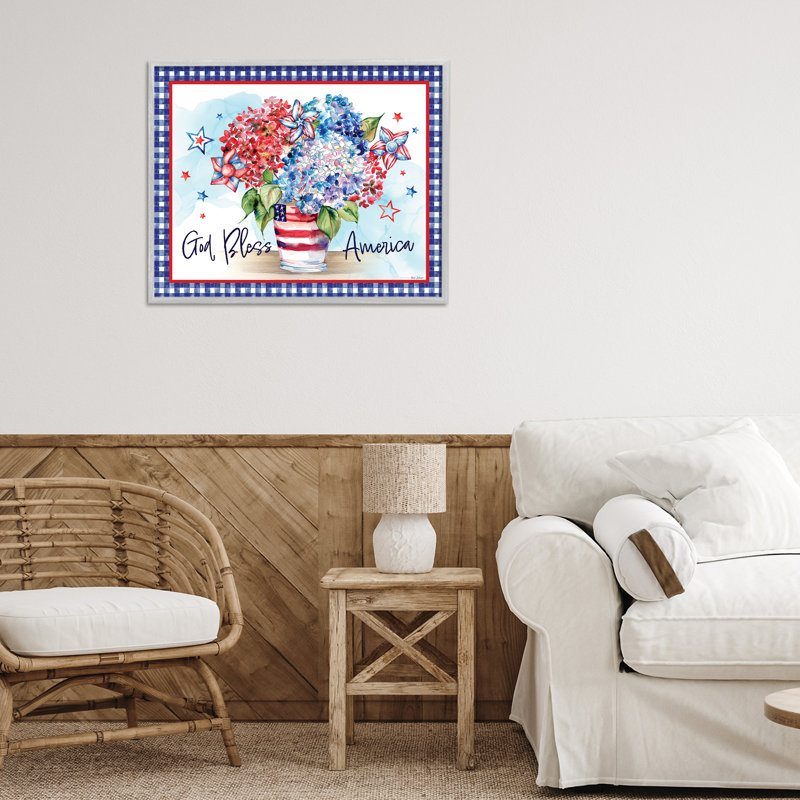 «God Bless America Bouquet», estampe numérique, conception par Nicole DeCamp, H 16 po x l 20 po, Estampe numérique Farmhouse