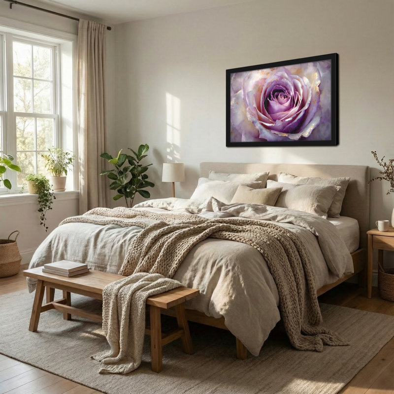 Plantes et fleurs, rose mauve, reproduction d'art sur toile, H 12 po x l 18 po