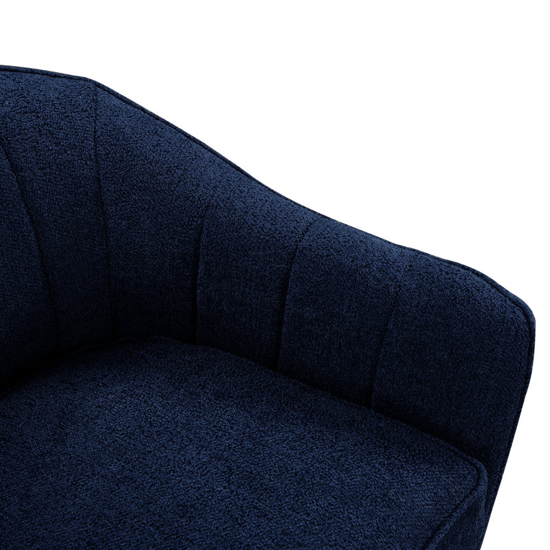 Chaise d'appoint de style Mid-Century moderne bleu, revêtement en tissu texturé, structure en bois massif, dossier à coutures latérales, pieds bruns, siège de 20,5 po de largeur de siège, tissu chenille, fabrication, ensemble de 26,5 po