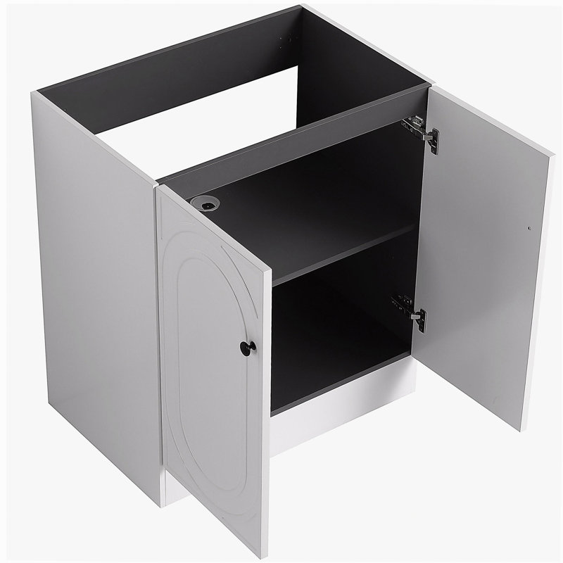 Coiffeuse de salle de bain indépendante de 30 pouces avec 2 portes d'armoire à fermeture douce - aucun évier inclus, Blanc