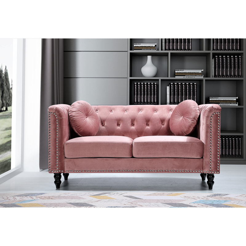 Whetzel 64.17'' Velvet Loveseat, Rose