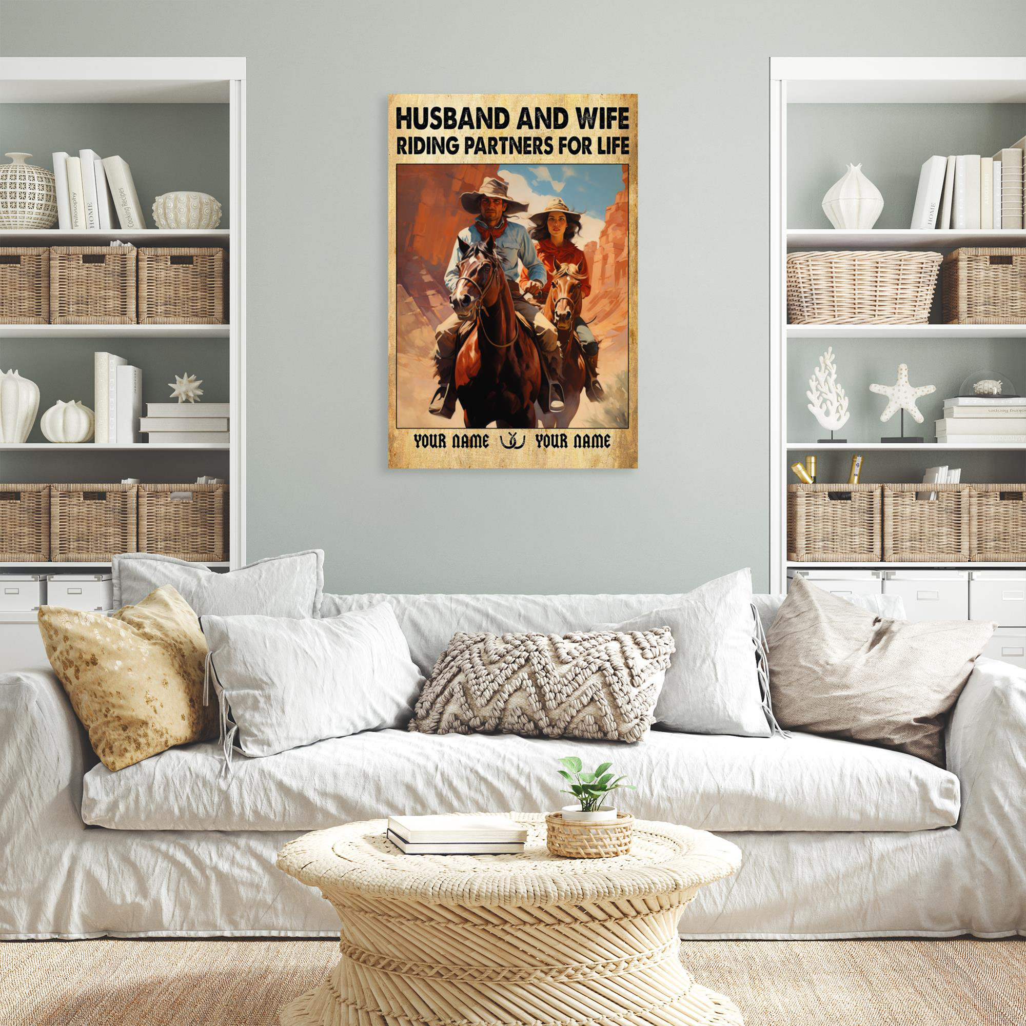 Trinx Husband And Wife Riding Partners - Rectangle Graphic Art Print On  Wrapped Canvas | Wayfair