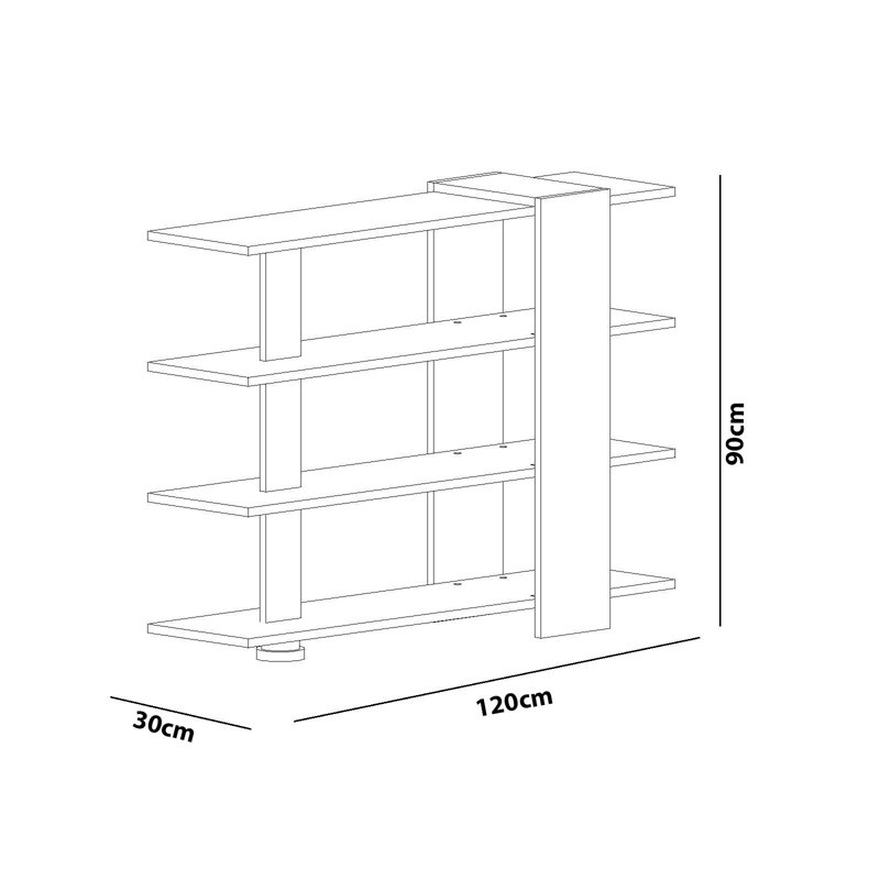 Modern Bookshelf with Numerous Shelves, White & Walnut Finish, 47.2 x 35.4 x 11.8 inches | 100% Melamine Coated Particle Board, Thickness: 0.7 inches | Wall-Mountable Design, Stylish & Functional Storage Solution