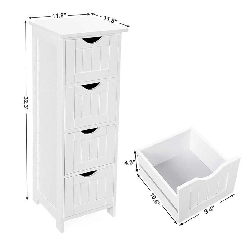 Kayleeh Bathroom Storage Cabinet, Freestanding Cabinet with Drawers