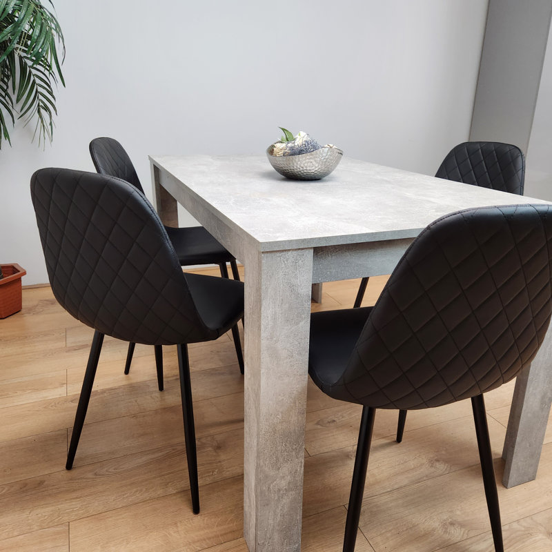 Aghaboy 4 - Person Dining Set, Black, White, 75cm H x 117cm W x 77cm D