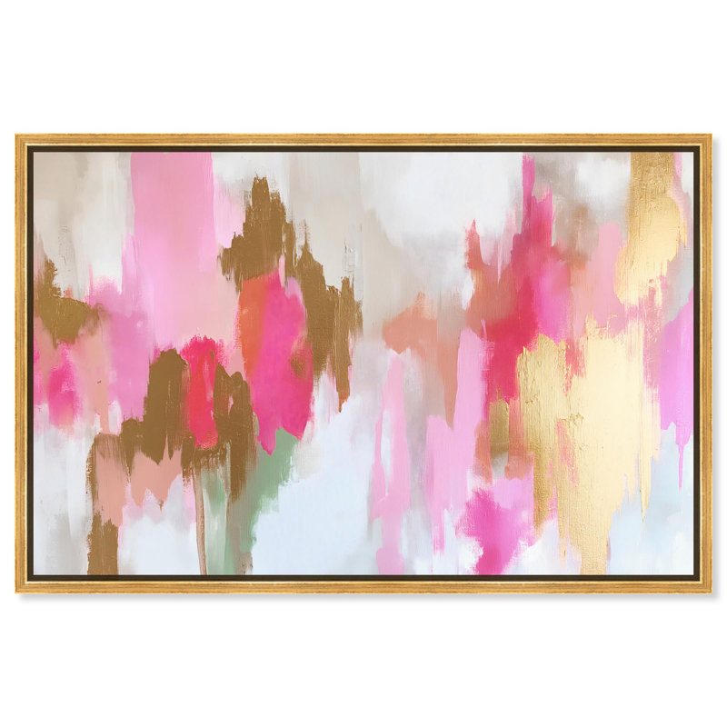 «Blush Meadowlight» par Art Remedy, H 31 po x l 46 po x P 1,8 po, Cadre flottant doré