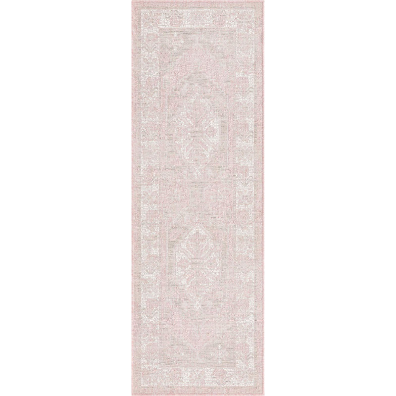 Outdoor Nile Area Rug Pink Color, Runner 2' x 6'