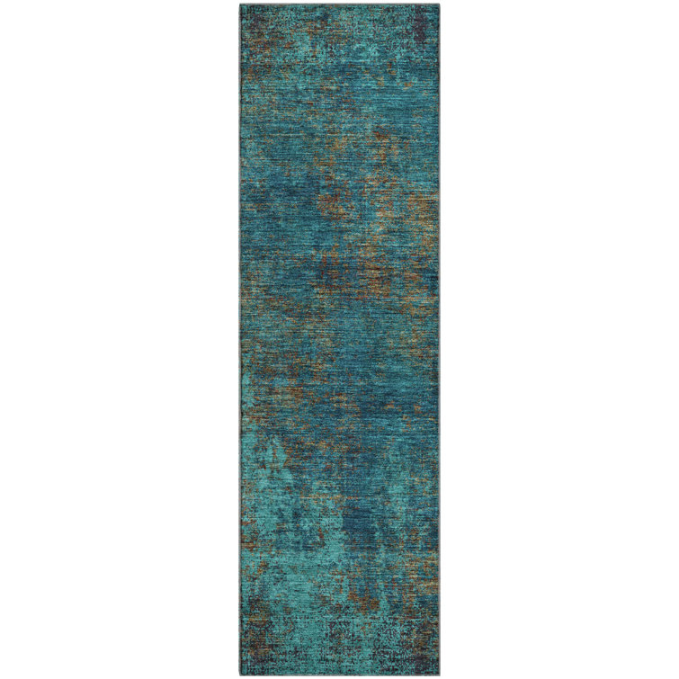 Premium Machine Washable Prisco Teal Rug