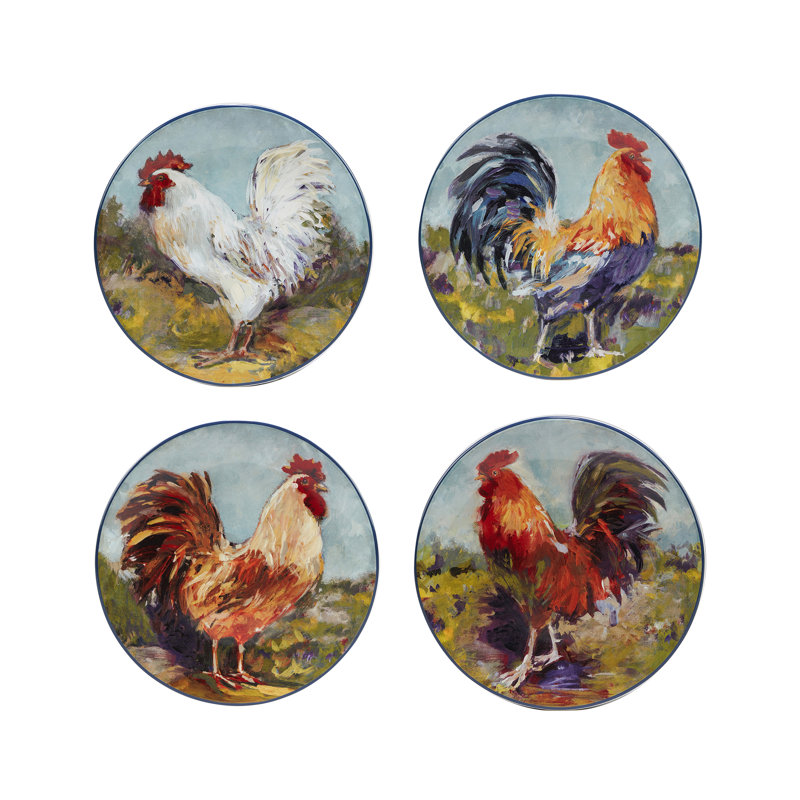 Rooster Meadow Multicolor Ceramic 16-Piece Dinnerware Set