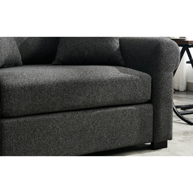 Fauteuil en chenille de 44,5 po de large gris avec revêtement confortable et housses de coussins amovibles pour la chambre à coucher Fauteuil moderne, surdimensionné, gris, avec structure de soutien