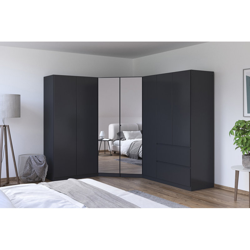 Wardrobe wardrobe set COSTA handle-less front, push-to-open, Metallic grey