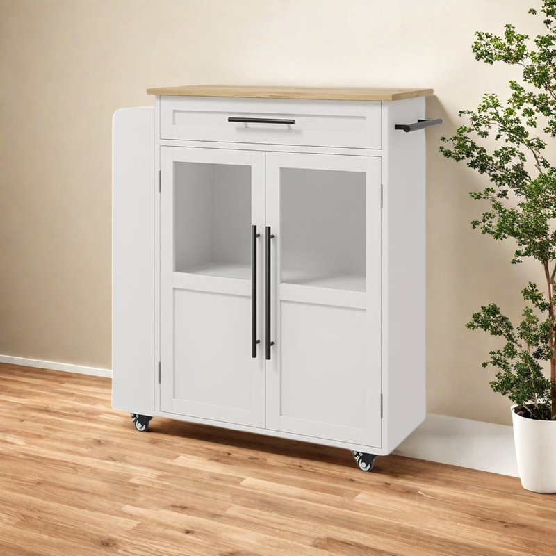Wood Kitchen Island, White