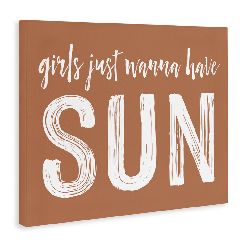Filles qui veulent avoir une toile brun soleil, design avec lettres et doublure, H 16 po x l 20 po