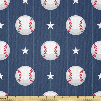 Deaudre Baseball on Striped Stars Multi-Purpose Fabric
