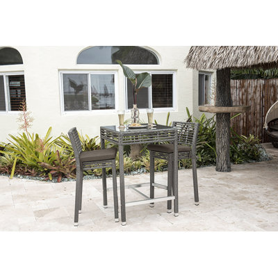 Graphite 2 - Person Wicker Patio Dining Set with Square Table