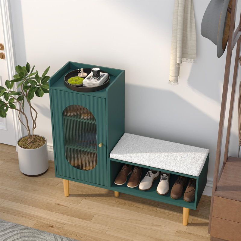 9 Pair Shoe Storage Cabinet, Green