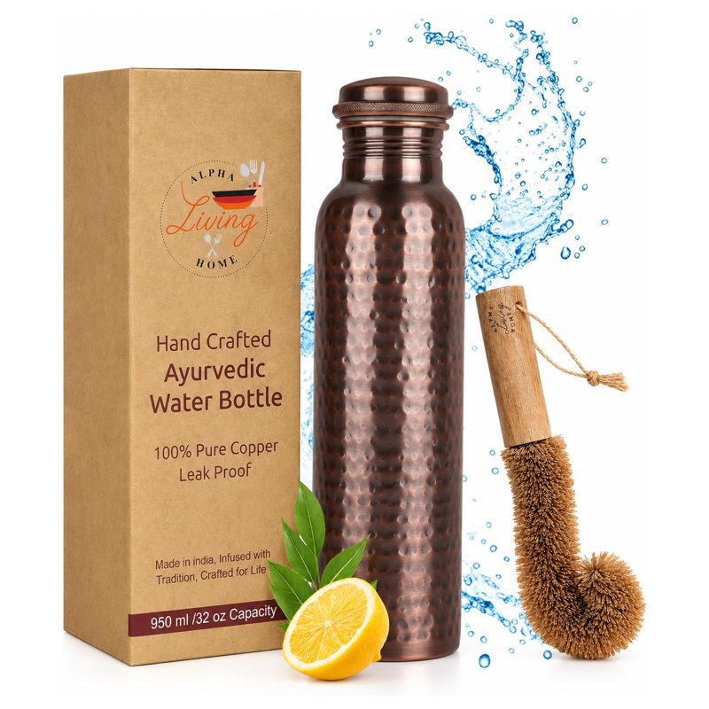 Bouteille d'eau en cuivre martelé, 950 ml (32 oz), style antique, Antique Copper
