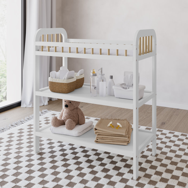 Table à langer avec coussin Pasadena, Blanc / Bois flotté