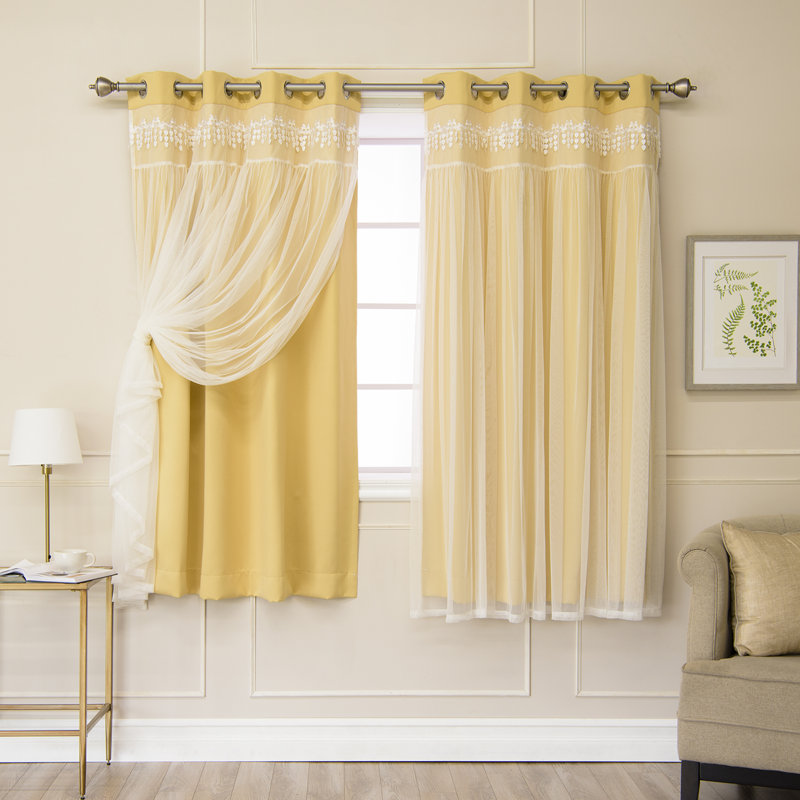 Loar Room Darkening Thermal Curtain Panels, Sunlight, 52" W x 63" L