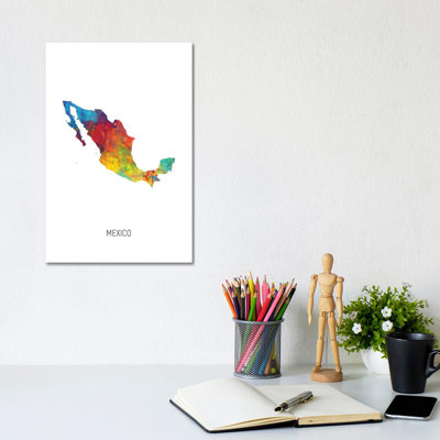 Mexico Map by Michael Tompsett - Wrapped Canvas Art Prints