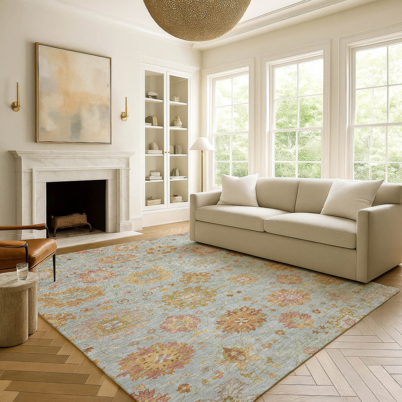 Tapis damassé de qualité supérieure Mayfield AMF2289, Écume de mer, écume de mer, 5 pi x 7 pi 6 po